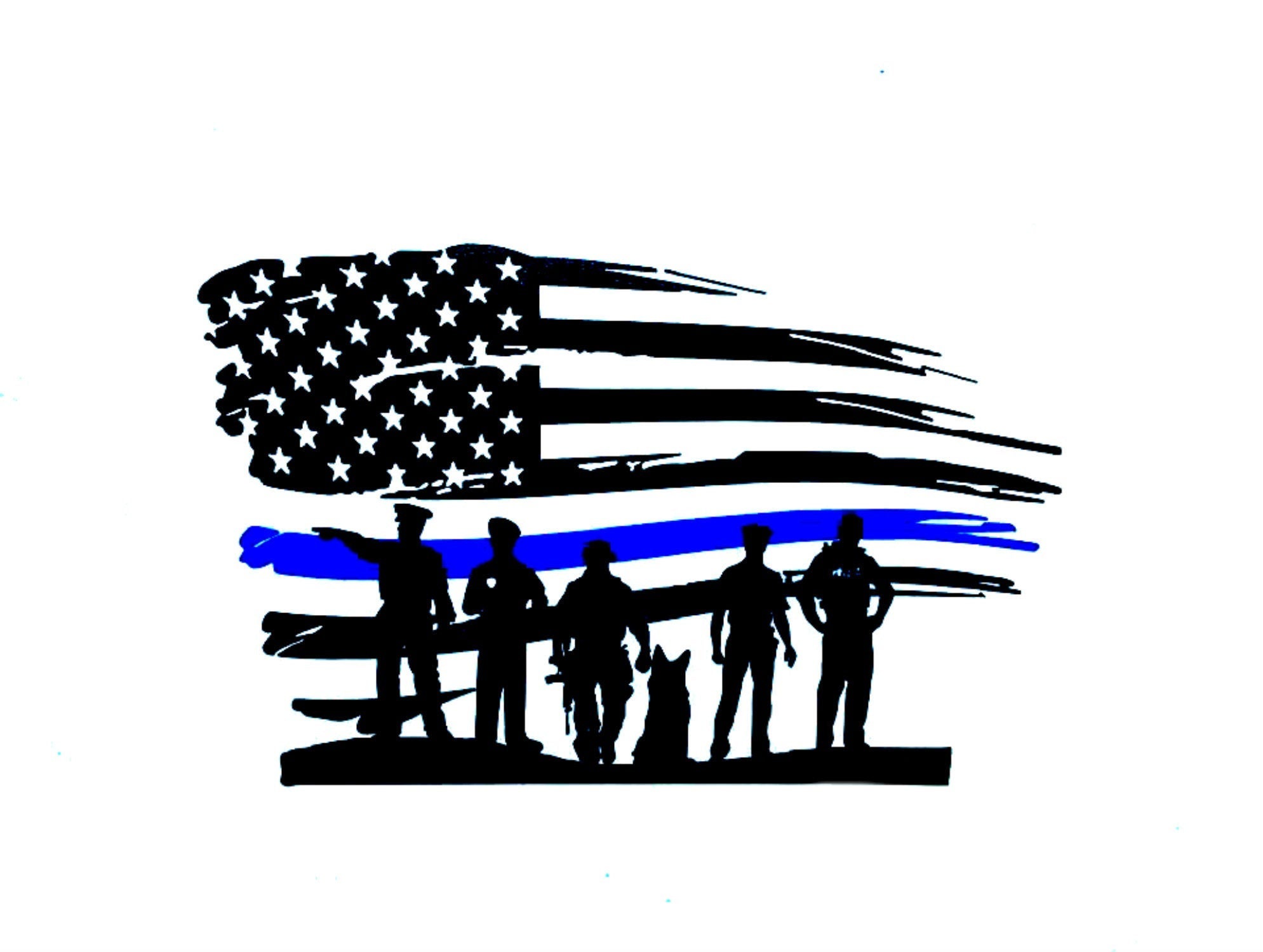 Police Thin Blue Line Flag – 4x6 Inch Desk Table Stick Flag, Miniature Polyester